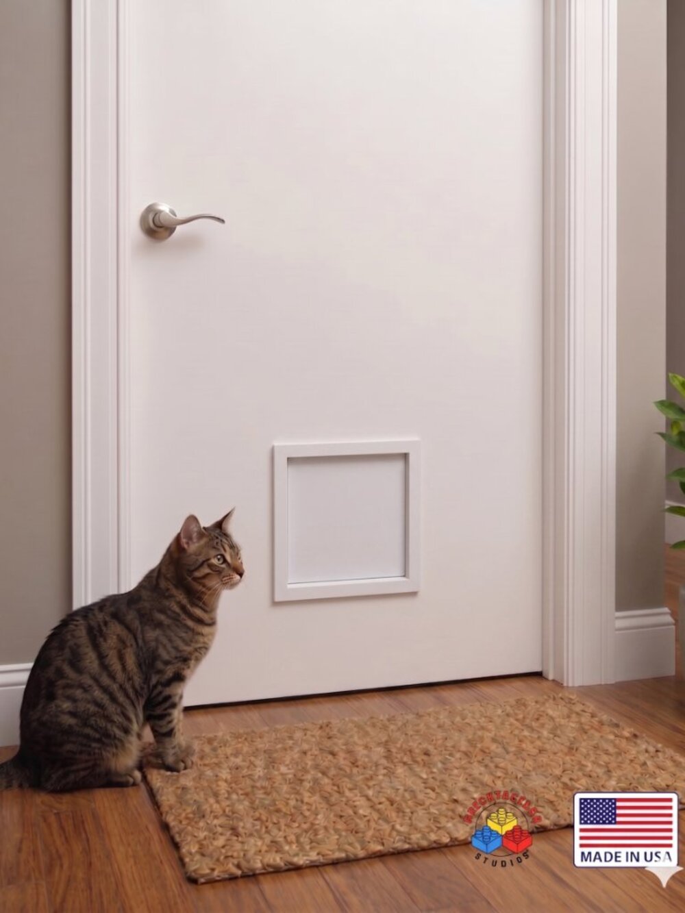 Square Pet Portal | Cat Flap | Dog Door | No-Screws | Customizable | Made in USA
